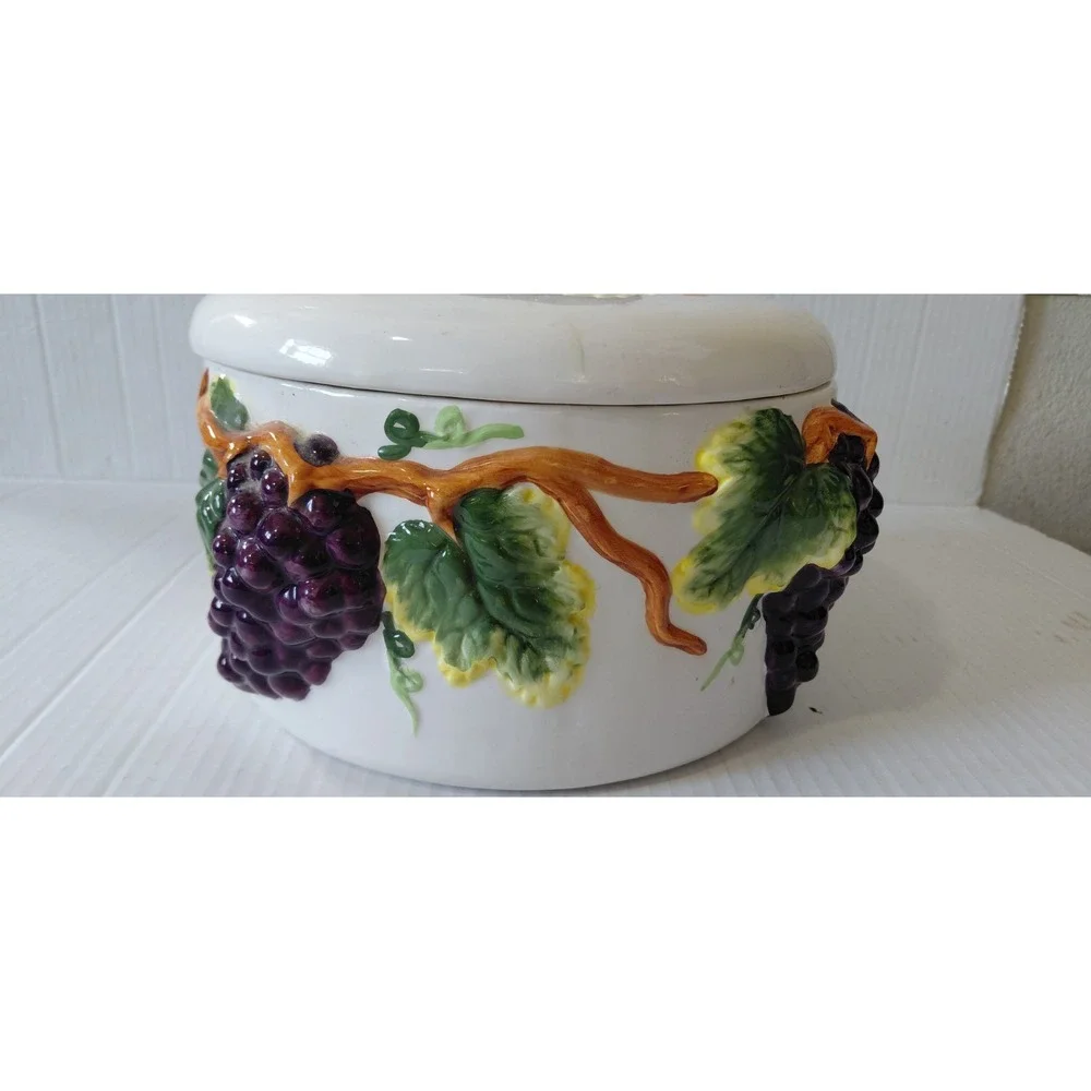 Vintage Retro KMC Tuscany Grapes kitchen collection ceramic Canister Cottagecore